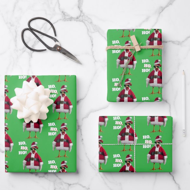 Santa Chicken Wrapping Paper Sheet (Front)