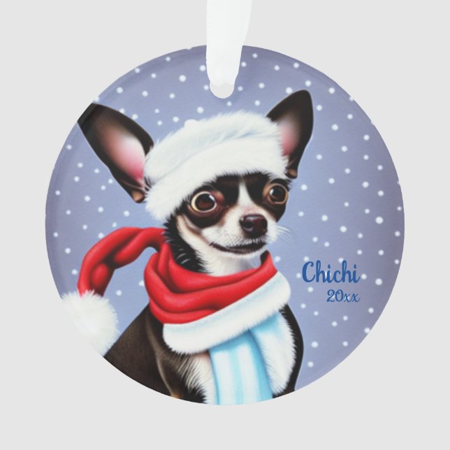 Santa Chihuahua Christmas Ornament (Front)