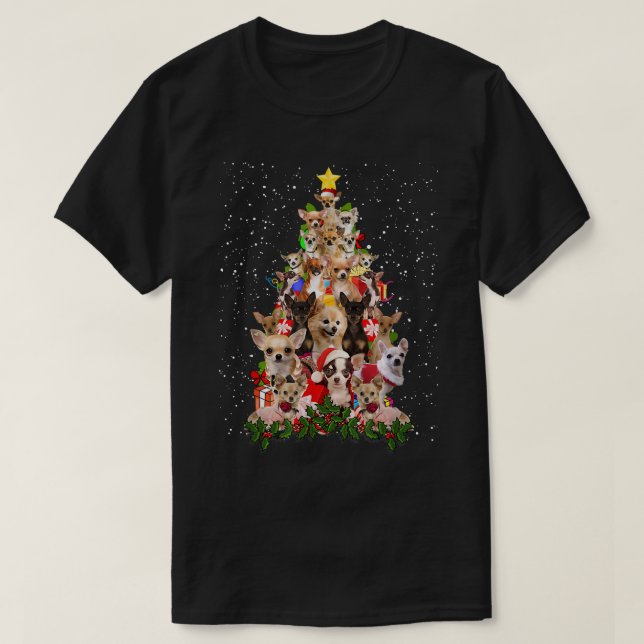 Santa Chihuahua Christmas Tree Chihuahua Lover Chr T-Shirt (Design Front)