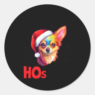 Santa Chihuahua Dog There's Some Hos In This House Classic Round Sticker