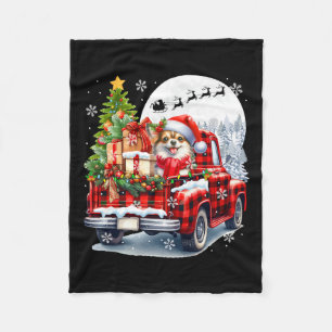 Santa Chihuahua On Pickup Truck Christmas Owner Ki Fleece Blanket
