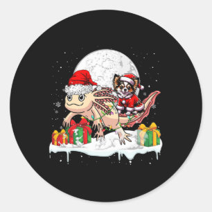 Santa Chihuahua Riding Axolotl Christmas Owner Kid Classic Round Sticker