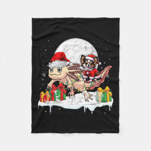 Santa Chihuahua Riding Axolotl Christmas Owner Kid Fleece Blanket