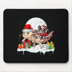Santa Chihuahua Riding Axolotl Christmas Owner Kid Mouse Mat