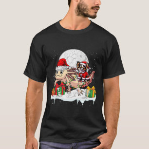 Santa Chihuahua Riding Axolotl Christmas Owner Kid T-Shirt