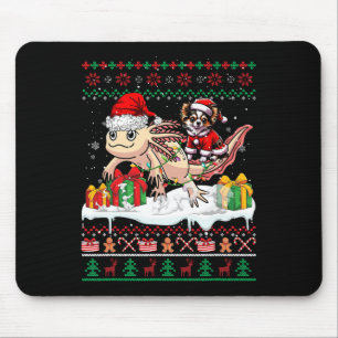 Santa Chihuahua Riding Axolotl Christmas Sweater L Mouse Mat