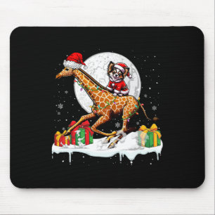 Santa Chihuahua Riding Giraffe Christmas Owner Kid Mouse Mat