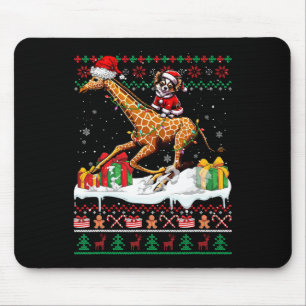 Santa Chihuahua Riding Giraffe Christmas Sweater L Mouse Mat
