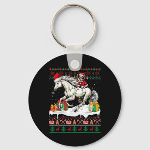 Santa Chihuahua Riding Horse Christmas Sweater Lov Key Ring
