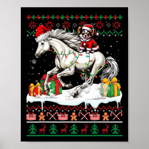Santa Chihuahua Riding Horse Christmas Sweater Lov Poster