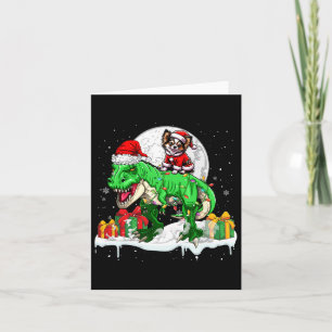 Santa Chihuahua Riding T-rex Christmas Owner Kids  Card