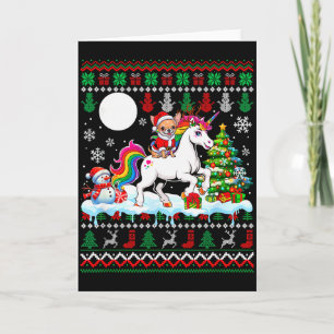 Santa Chihuahua Riding Unicorn Sweater Christmas O Card