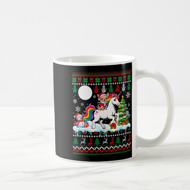 Santa Chihuahua Riding Unicorn Sweater Christmas O Coffee Mug (Right)