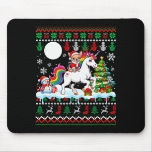 Santa Chihuahua Riding Unicorn Sweater Christmas O Mouse Mat