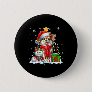 Santa Chihuahua With Elf Cat Christmas Lights Owne 6 Cm Round Badge