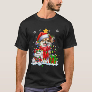 Santa Chihuahua With Elf Cat Christmas Lights Owne T-Shirt