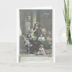 Santa - children - France early 1900s #X062 Holiday Card