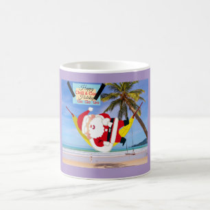 Santa chilling out hammock & palm trees coffee mug