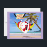 Santa chilling out hammock & palm trees postcard<br><div class="desc">Have a peaceful holidays,  full of happiness and feel as if you are relaxing and chilling out on a vacation trip
Attribution: www.canva.com</div>
