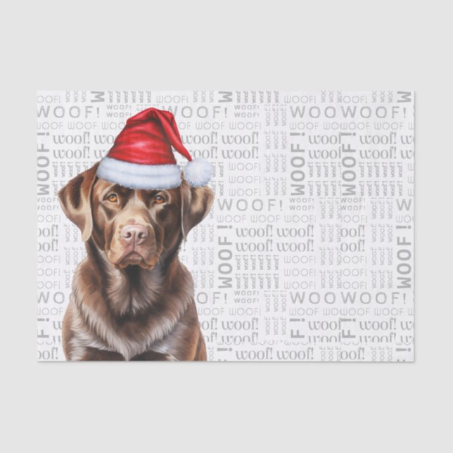 Santa Chocolate Lab Dog Christmas Holiday Tissue Paper (Front)