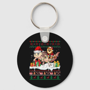 Santa Chow Chow Riding Axolotl Christmas Sweater L Key Ring