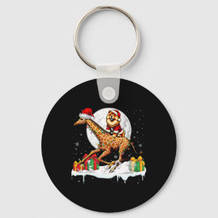 Santa Chow Chow Riding Giraffe Christmas Owner Kid Key Ring
