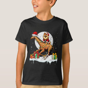 Santa Chow Chow Riding Giraffe Christmas Owner Kid T-Shirt
