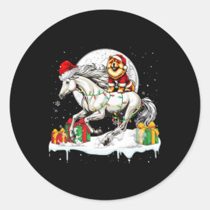 Santa Chow Chow Riding Horse Christmas Owner Kids Classic Round Sticker