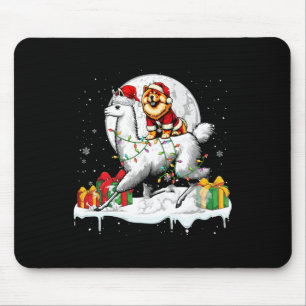 Santa Chow Chow Riding Llama Christmas Owner Kids  Mouse Mat