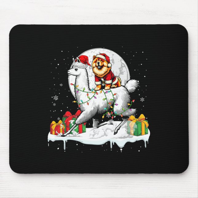 Santa Chow Chow Riding Llama Christmas Owner Kids  Mouse Mat (Front)