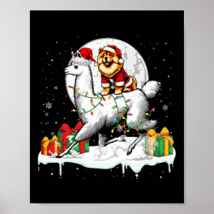 Santa Chow Chow Riding Llama Christmas Owner Kids Poster