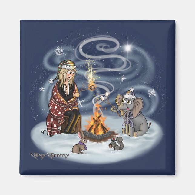 Santa Chris & Wilbur Fireside Friends Magnet (Front)