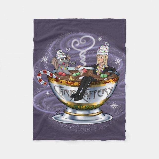 Santa Chris & Wilbur Hot Tubbin' Fleece Blanket (Front)