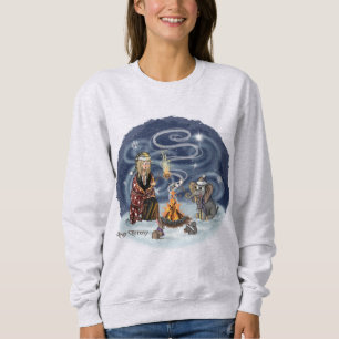 Santa Chris & Wilbur Sleigh Ride Fireside Friends  Sweatshirt