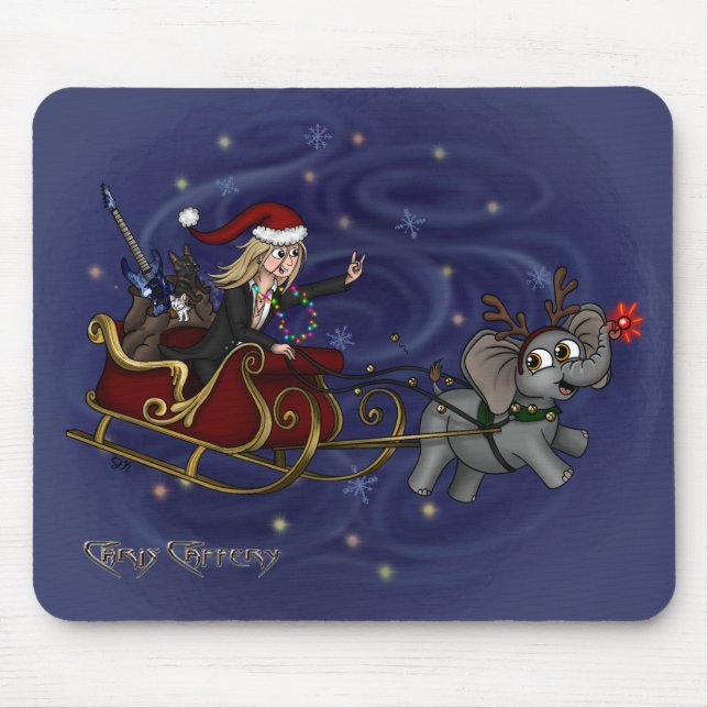 Santa Chris & Wilbur Sleigh Ride Mouse Pad (Front)