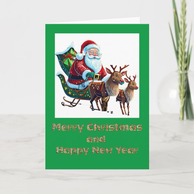 Santa Christmas, 5" x 7" Folded Christmas Card (Front)
