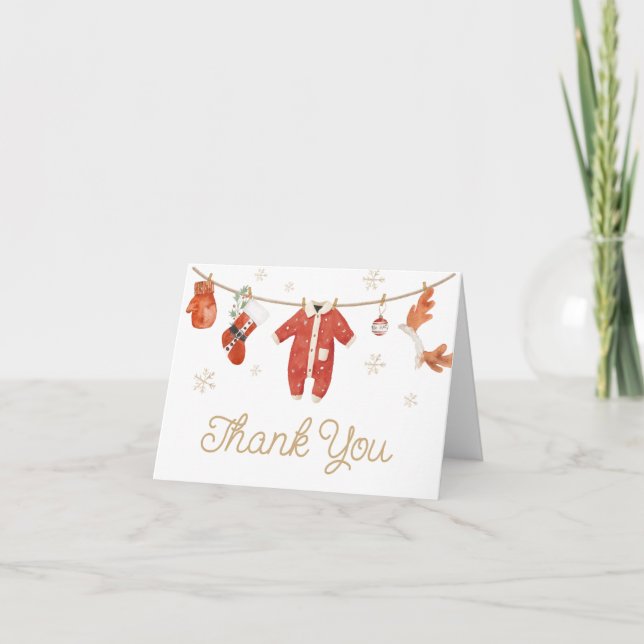 Santa Christmas Baby Shower Thank You Card (Front)