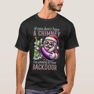 Santa Christmas Backdoor Eggplant Holiday Adult Hu T-Shirt