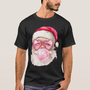  Santa Christmas Bubble Gum Pink Sunglasses  T-Shirt