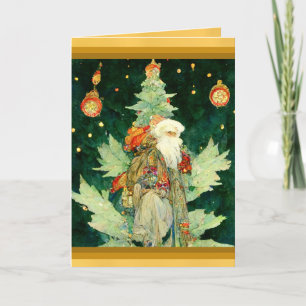 Santa Christmas Card impressionism watercolor rich