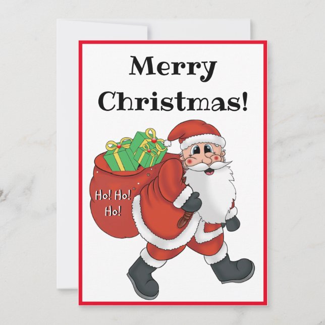 Santa Christmas Cartoon Holiday Card (Front)