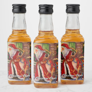 Santa Christmas Cheer Liquor Bottle Label