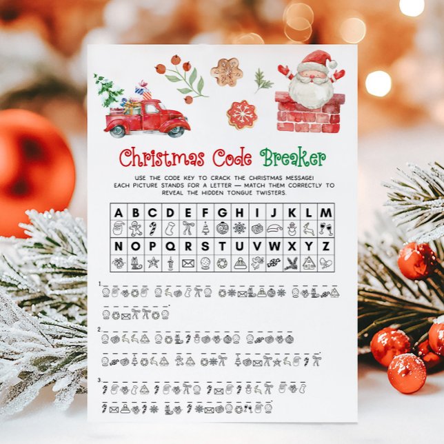 Santa Christmas Code Breaker Game Holiday Card (Christmas Party Games)