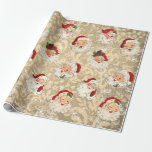 Santa Christmas Decoupage Vintage Damask Wrapping Paper<br><div class="desc">This design may be personalised by choosing the customise further option. You may also transfer onto other items. Contact me at colorflowcreations@gmail.com or use the chat option at the top of the page if you wish to have this design on another product or need assistance. See more of my designs...</div>