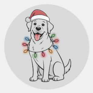 Santa Christmas Dog Lover Labrador Retriever Mum Classic Round Sticker