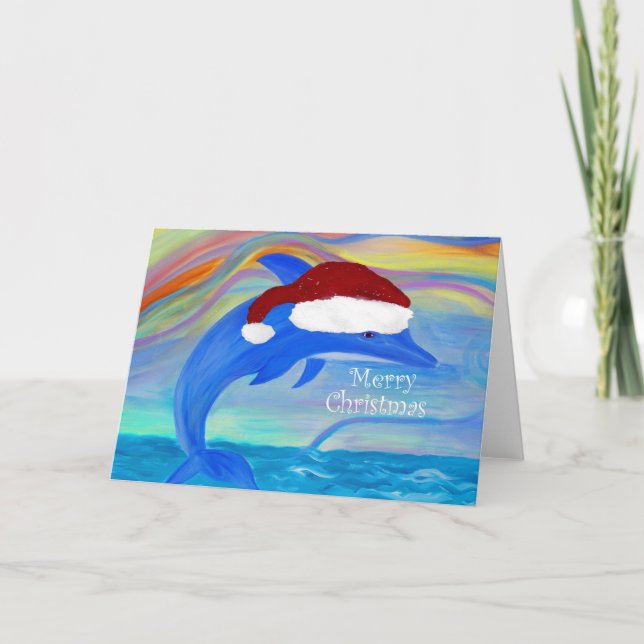 Santa Christmas dolphin cards (Front)