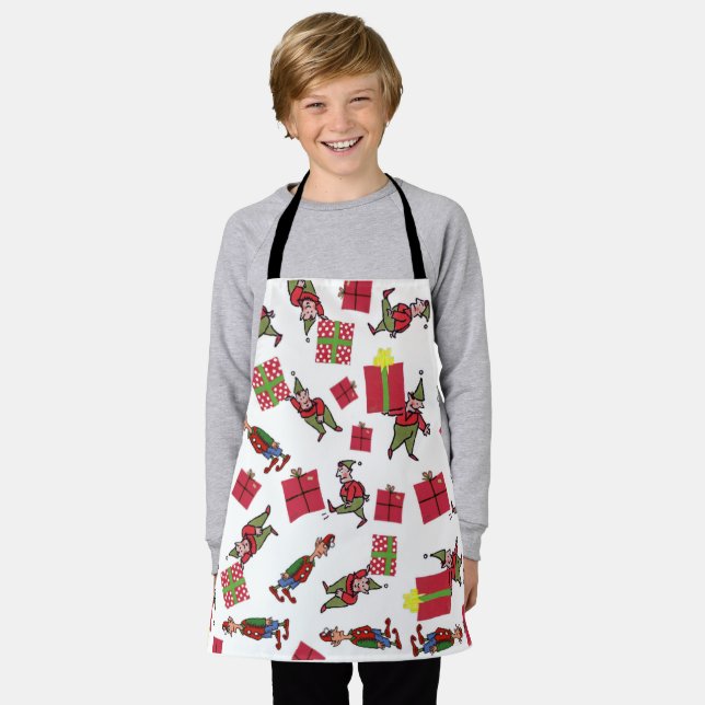 Santa Christmas Elves boys chef apron (Worn)