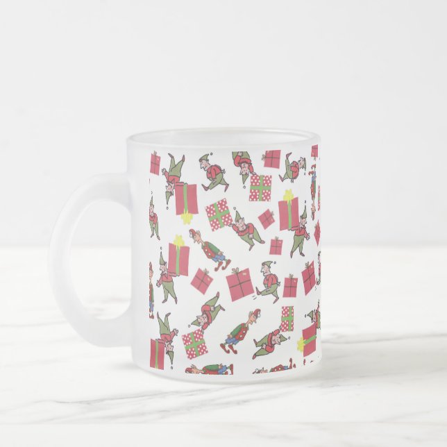 Santa Christmas Elves frosted mug (Left)