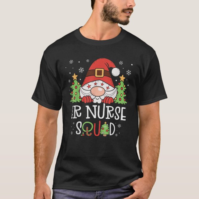 Santa Christmas ER Nurse Squad Emergency Room Nurs T-Shirt (Front)