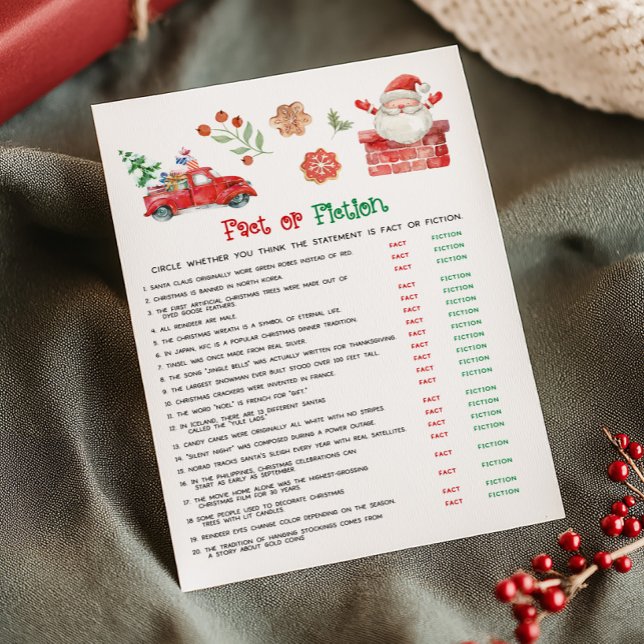 Santa Christmas Fact or Fiction Game Holiday Card (Christmas Party Games)